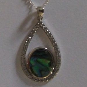 Avon 2018 Sterling Silver Abalone Teardrop Necklace New in Box